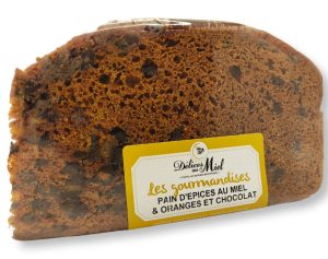 Pain d'épices au miel et oranges/chocolat à la coupe